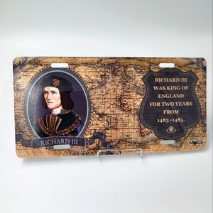 King Richard III Tag Plate Metal Historical England United Kingdom vintage map